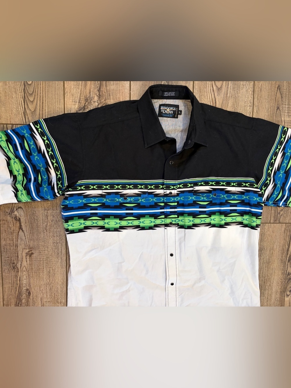 Vintage Brooks & Dunn Aztec Western Shirt L Southwestern Cowboy Button Up - Picture 6 of 9